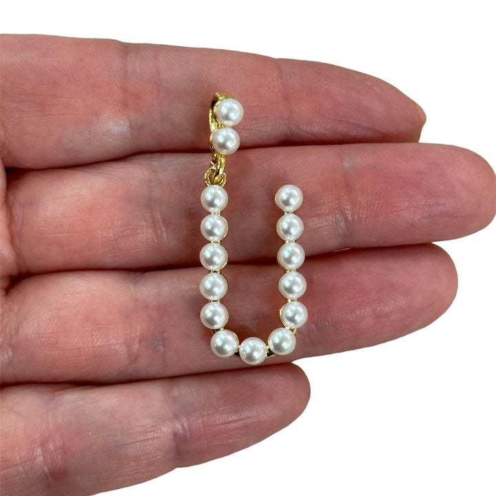 Initial Pendants, Initial Alphabet Letter Pendants, 24Kt Gold Plated White Pearl Style A to Z, Gold Initial Pendants, Initial Necklace