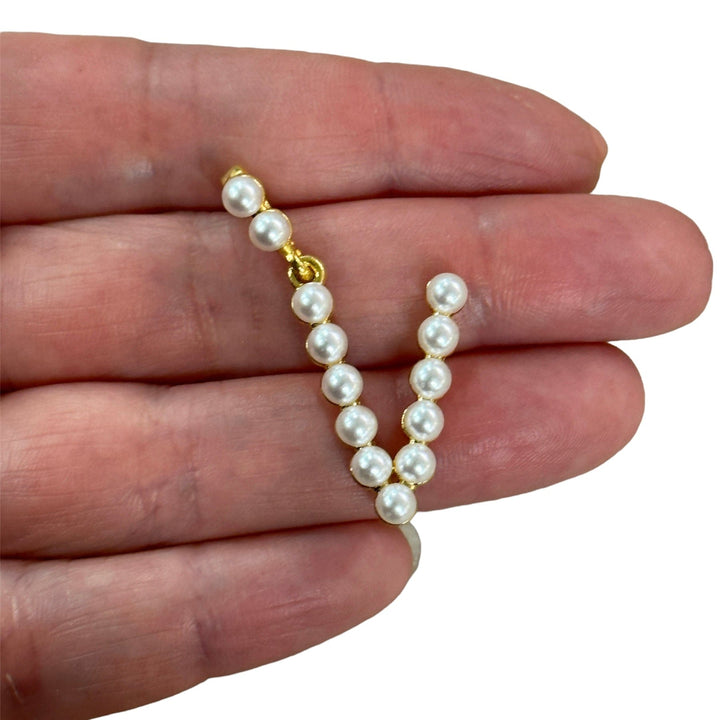 Initial Pendants, Initial Alphabet Letter Pendants, 24Kt Gold Plated White Pearl Style A to Z, Gold Initial Pendants, Initial Necklace