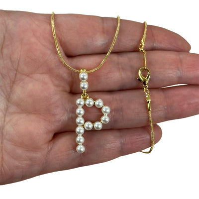 Pendentifs initiaux, pendentifs de lettre de l'alphabet initial, style de perle blanche plaqué or 24 carats de A à Z, pendentifs initiaux en or, collier initial
