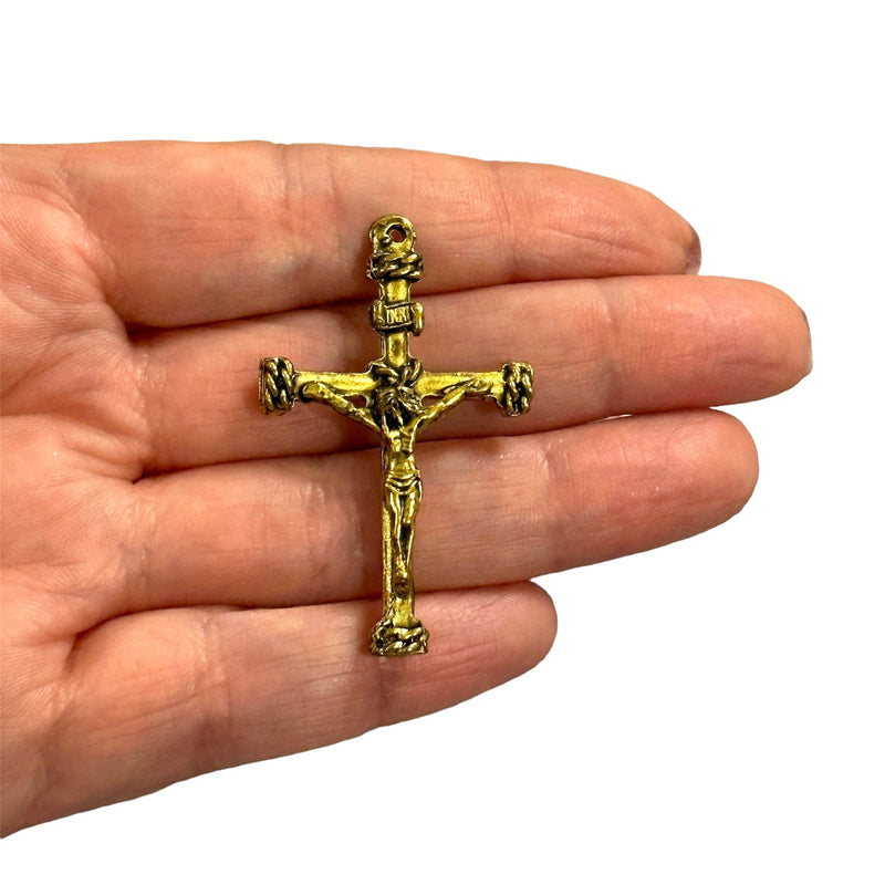 Pendentif Crucifix Croix Plaqué Or Antique