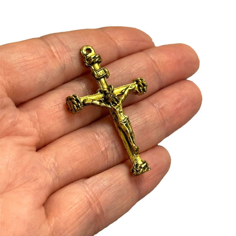 Pendentif Crucifix Croix Plaqué Or Antique