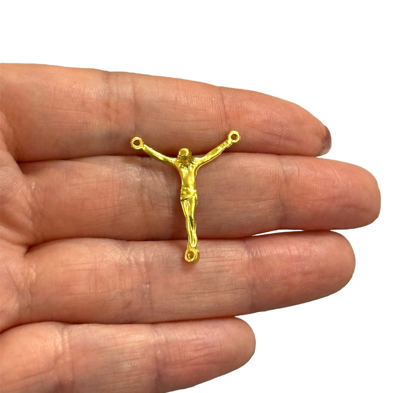 Matte Gold Plated Cross Crucifix Pendants, 2 pcs in a pack