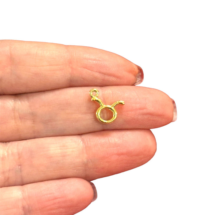 24Kt Gold Plated Brass Zodiac Horoscope Sign, Constellation Medallion Pendant, Celestial Astrology Charm for Necklace Jewelry Making