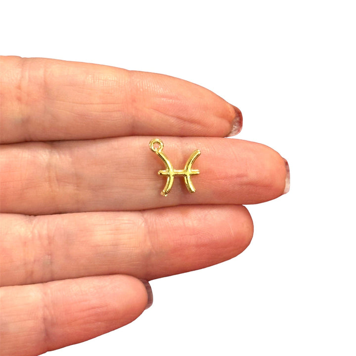 24Kt Gold Plated Brass Zodiac Horoscope Sign, Constellation Medallion Pendant, Celestial Astrology Charm for Necklace Jewelry Making