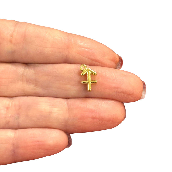 24Kt Gold Plated Brass Zodiac Horoscope Sign, Constellation Medallion Pendant, Celestial Astrology Charm for Necklace Jewelry Making
