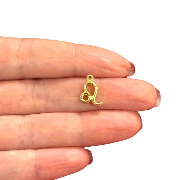 24Kt Gold Plated Brass Zodiac Horoscope Sign, Constellation Medallion Pendant, Celestial Astrology Charm for Necklace Jewelry Making