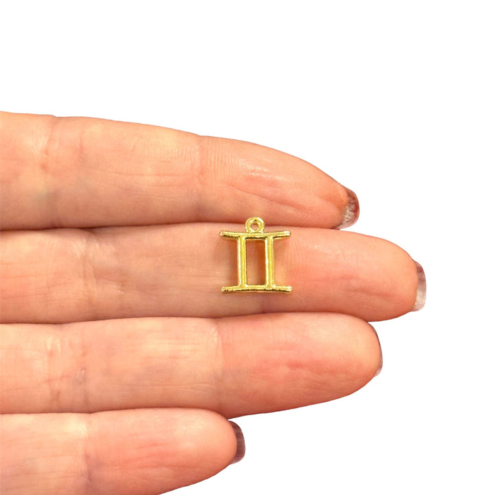 24Kt Gold Plated Brass Zodiac Horoscope Sign, Constellation Medallion Pendant, Celestial Astrology Charm for Necklace Jewelry Making