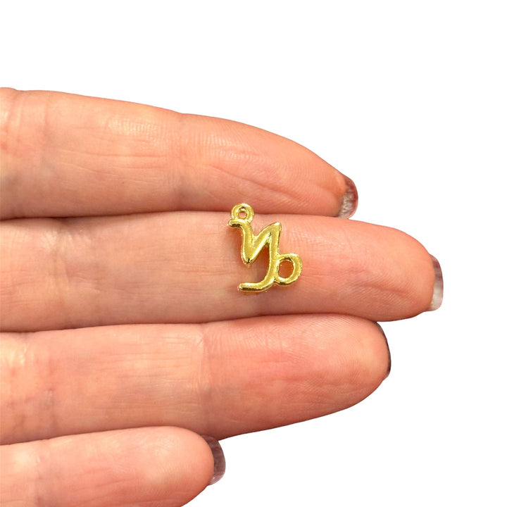 24Kt Gold Plated Brass Zodiac Horoscope Sign, Constellation Medallion Pendant, Celestial Astrology Charm for Necklace Jewelry Making