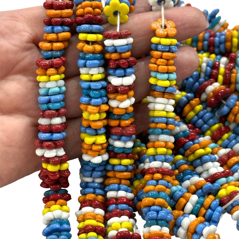 NEW,Hand Made Murano Glass Large Hole Flower Beads, 50 Beads