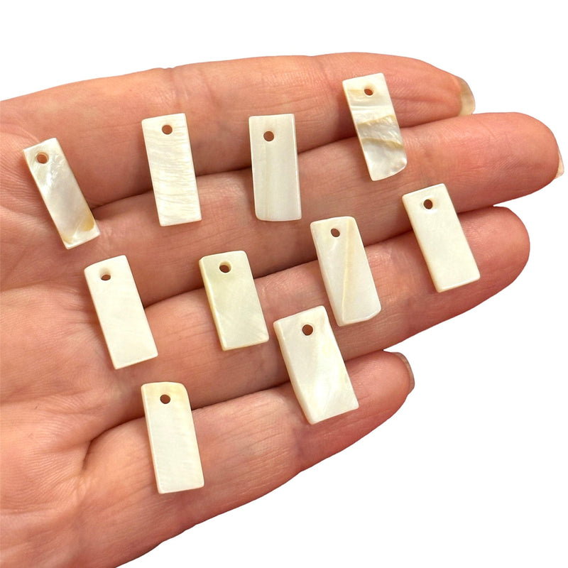 Mother of Pearl Rectangle Charms, Nacre Rectangle Charms, With Drilled Hole, 10 pieces in a pack
