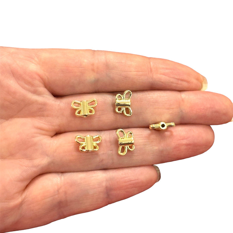 24Kt Gold Plated Butterfly Spacer Charms, 5 pcs in a pack