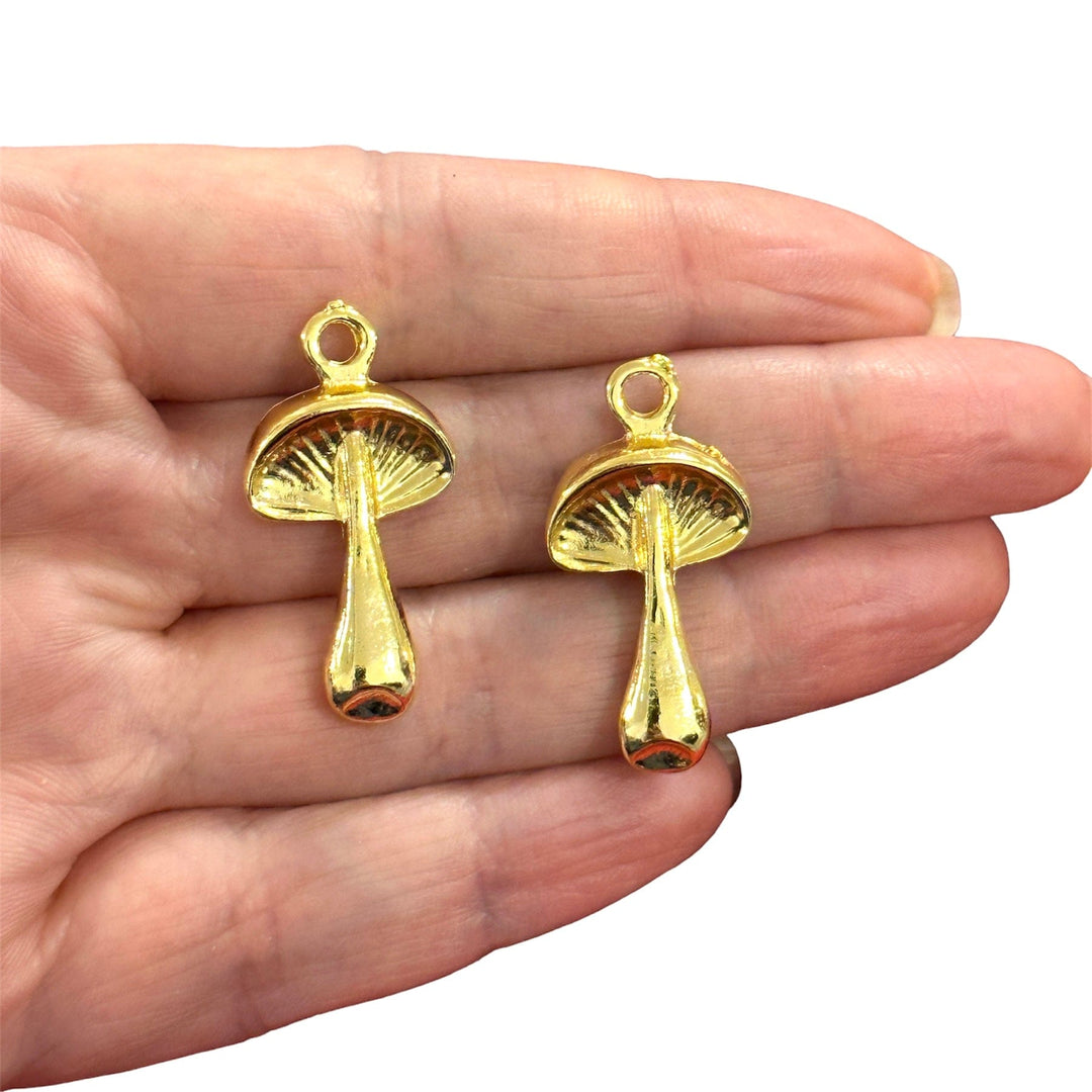 24Kt Gold Plated Mushroom Charms, 2 pcs in a pack