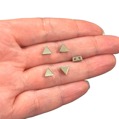 Rhodium Plated Triangle Double Hole Spacer Charms, 5 pcs in a pack