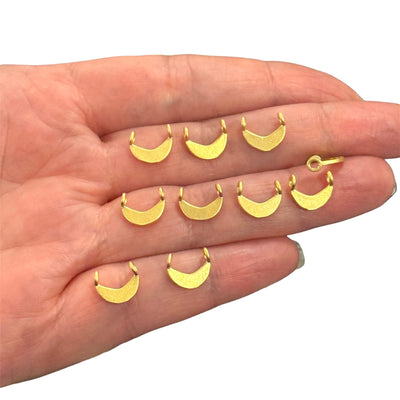 24Kt Matte Gold Plated Crescent Double Hole Spacer Charms, 5 pcs in a pack