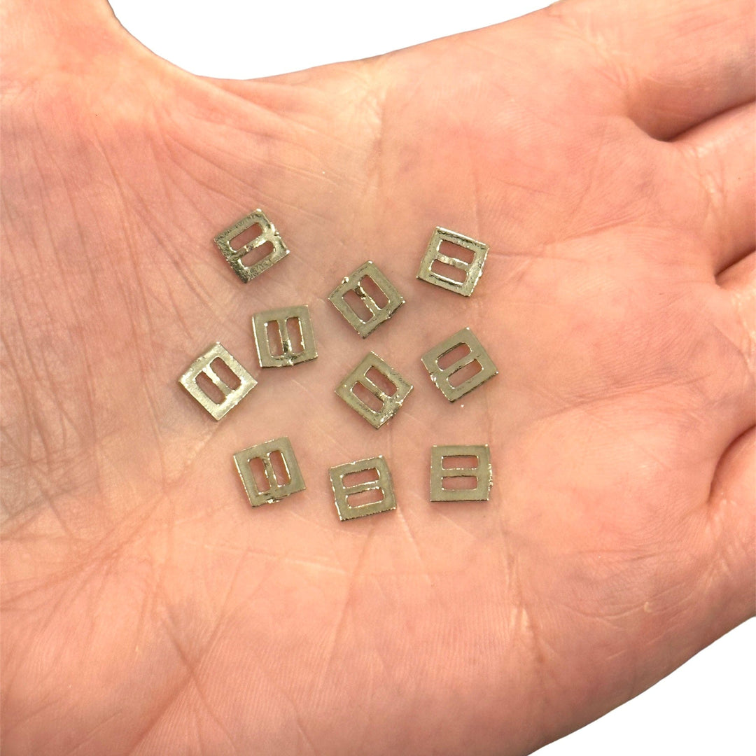 Rhodium Plated Square Spacer Charms, 10 pcs in a pack