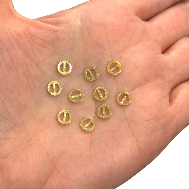 24Kt Gold Plated Flat Round Spacer Charms, 10 pcs in a pack