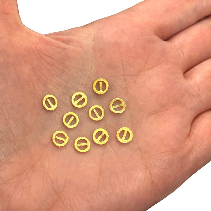 24Kt Matte Gold Plated Flat Round Spacer Charms, 10 pcs in a pack