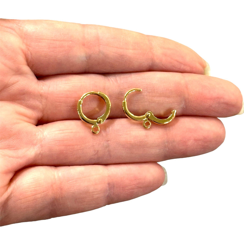 NEW!! 24Kt Shiny Gold Plated 12mm Brass Earrings, 12mm Gold Plated Earring