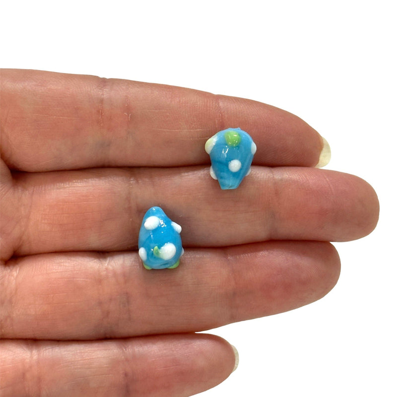 Hand Made Blue Glass Vertical Hole FruitVine Beads, 2 Pcs in a pack