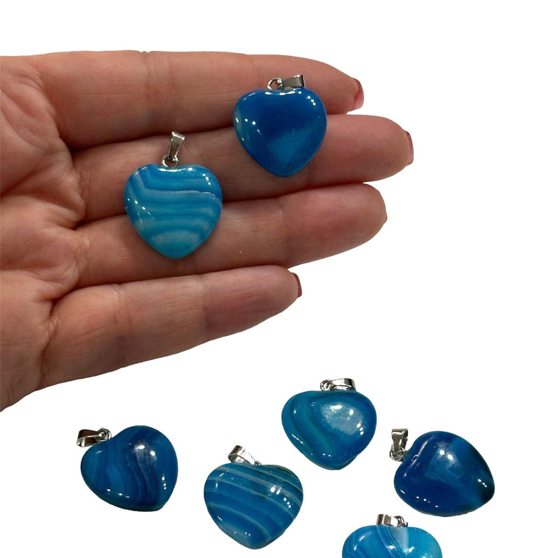 Blue Agate Heart Pendant