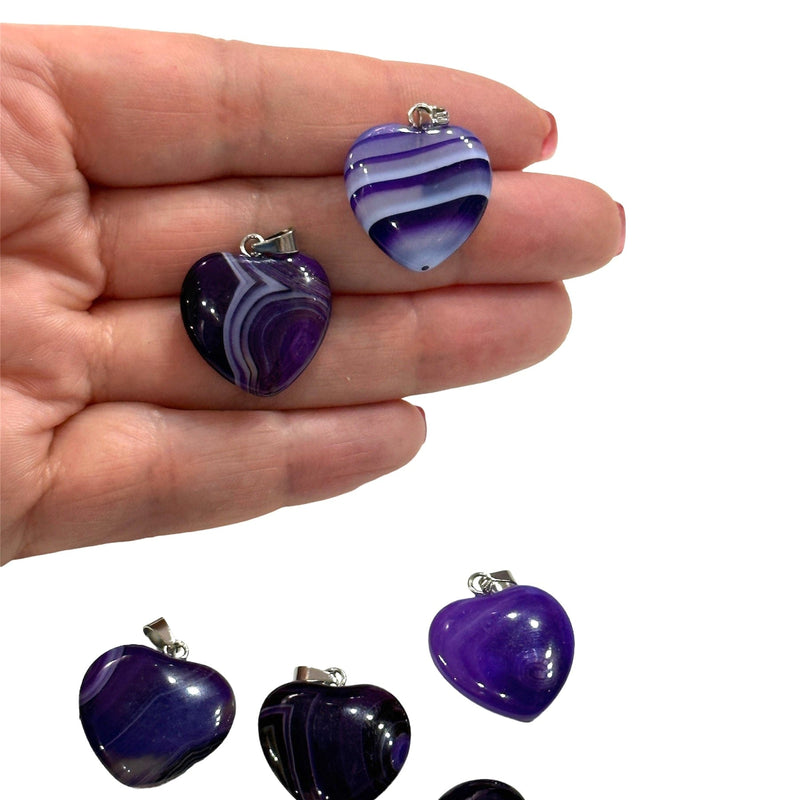 Purple Agate  Heart Pendant