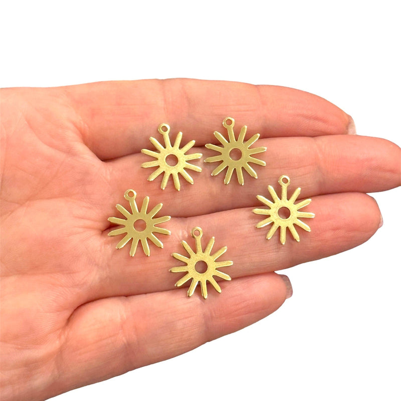 Raw Brass Flower Charms,5 pcs in a pack