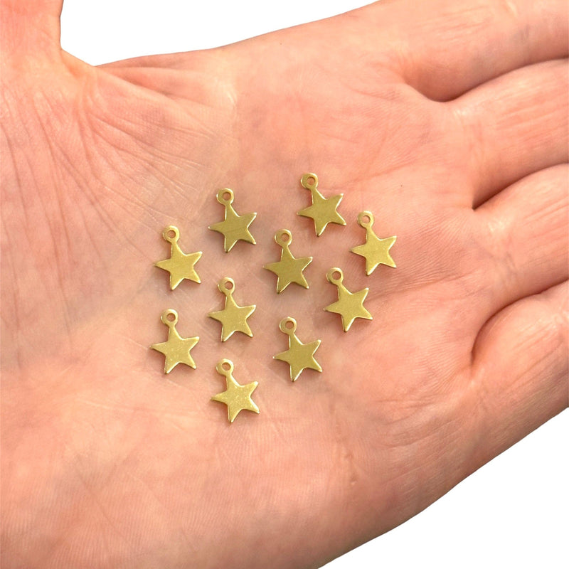 Raw Brass Star Charms,10 pcs in a pack