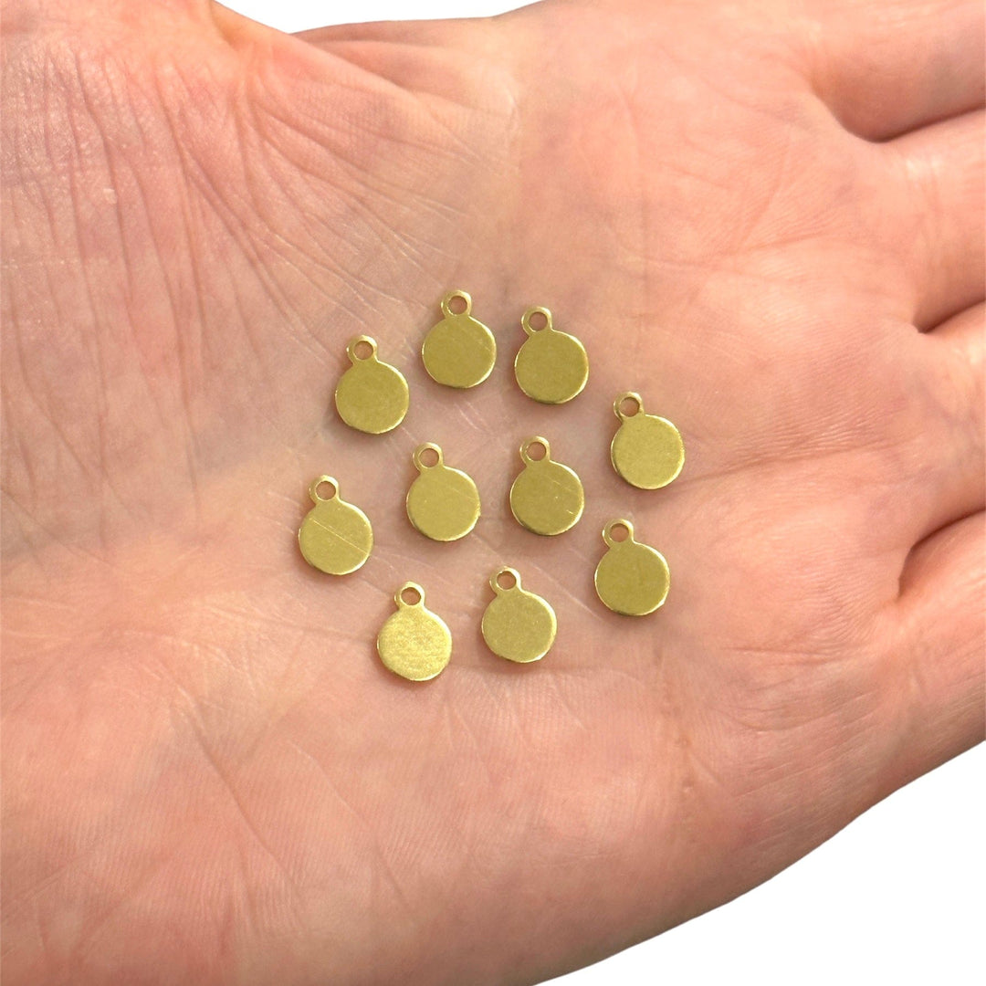 Raw Brass Round Tag Charms,10 pcs in a pack