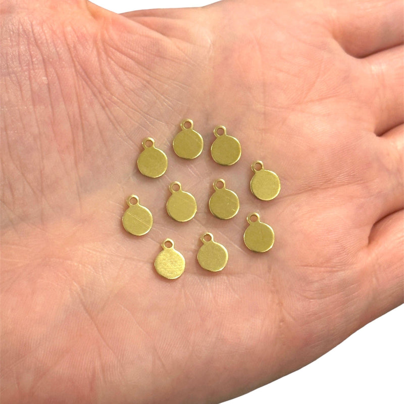 Raw Brass Round Tag Charms,10 pcs in a pack