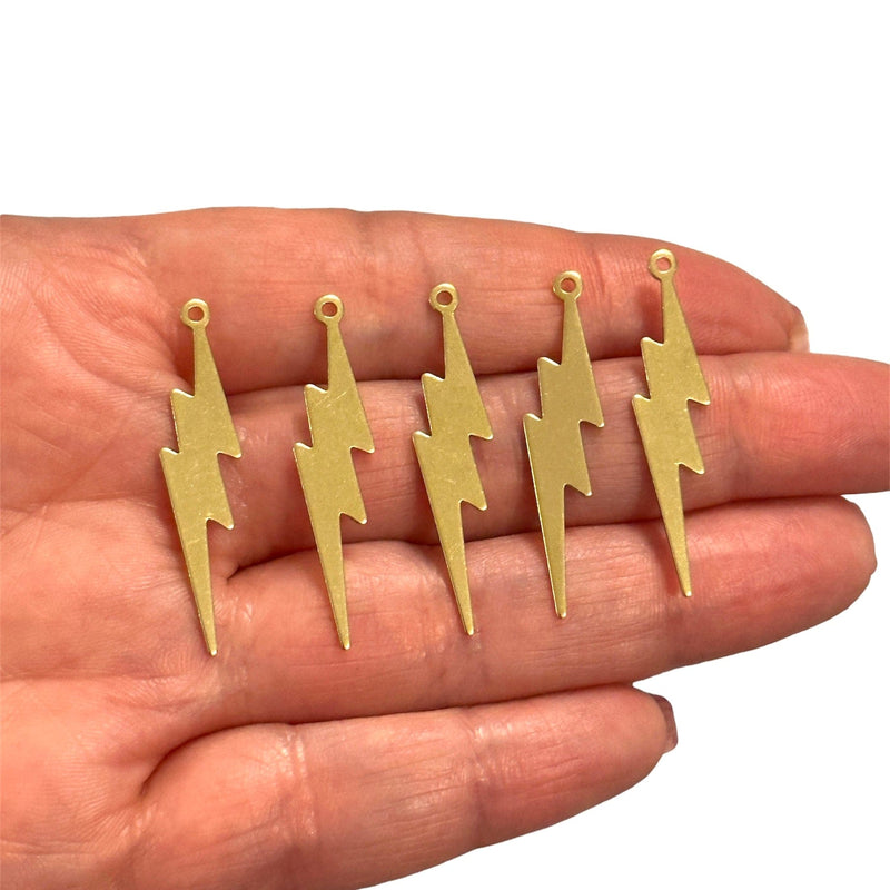 Raw Brass Lightning Strike Charms, 5 pcs in a pack
