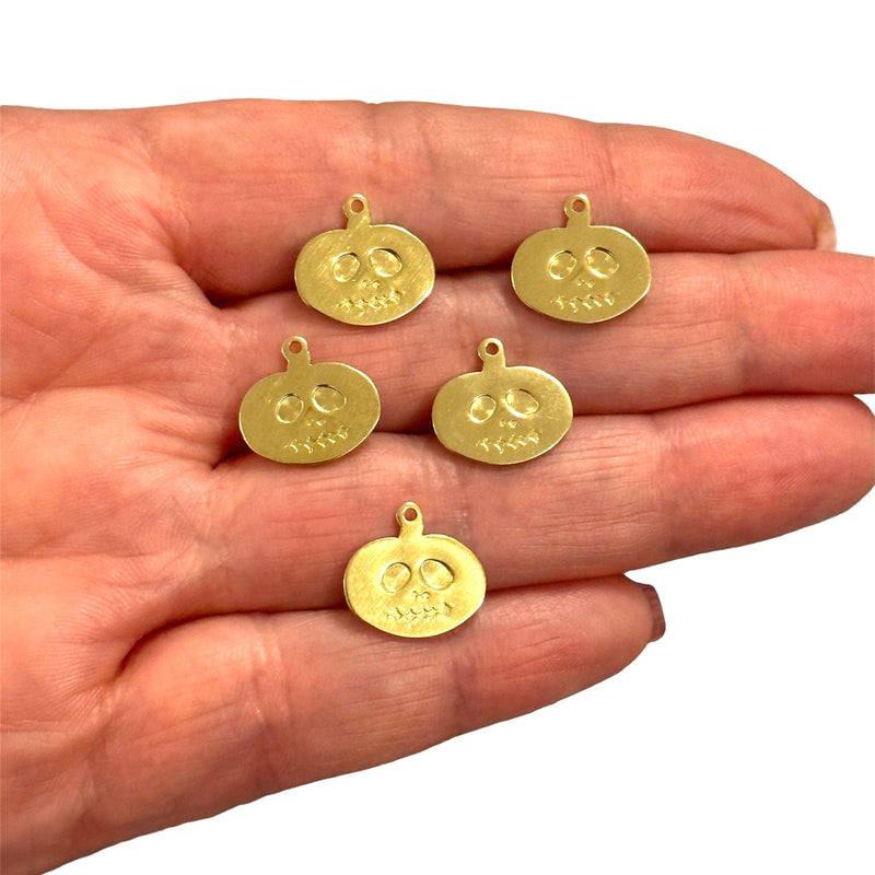 Raw Brass Pumpkin Charms,Halloween Pumkin Charms, 5 pcs in a pack