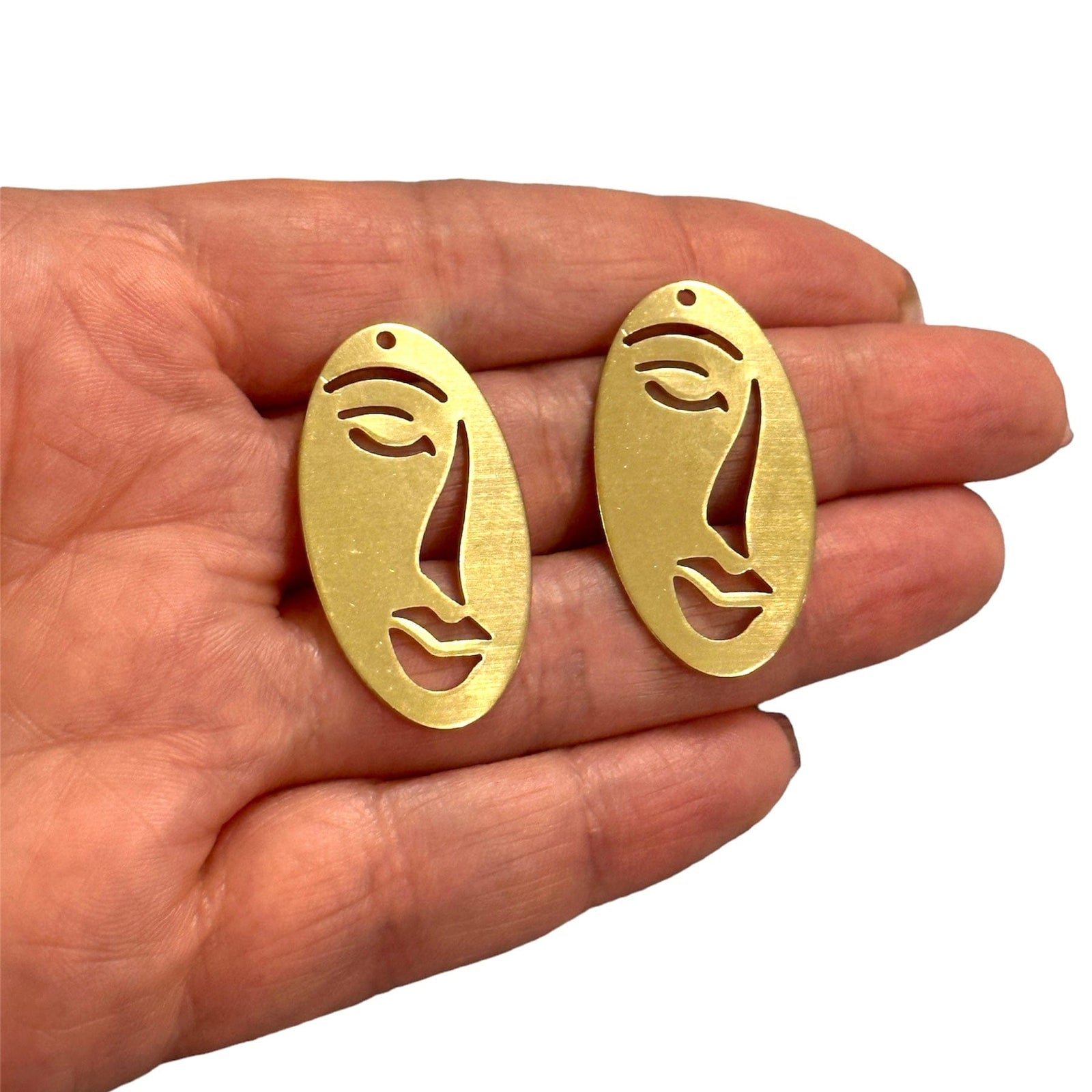 Raw Brass Face Abstract Charms, 2 pcs in a pack