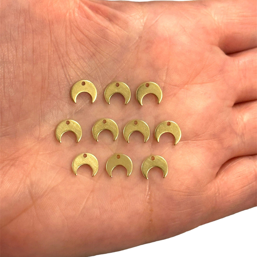 Raw Brass Crescent Charms, 10pcs in a pack