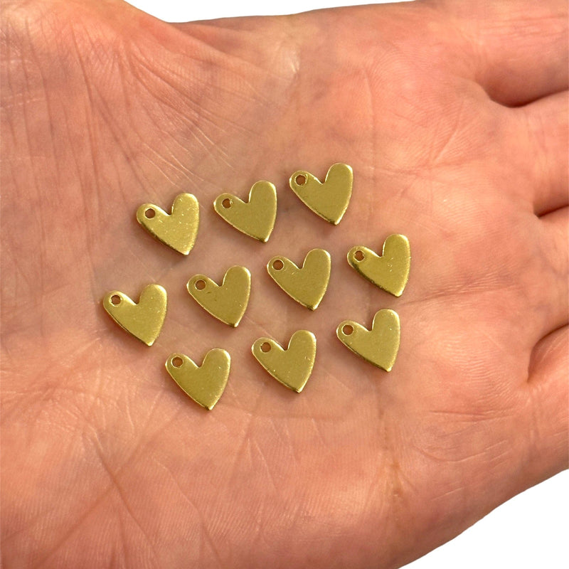 Raw Brass Heart Charms, 10 pcs in a pack