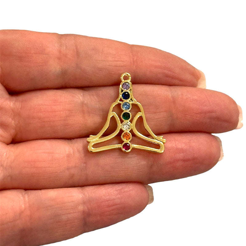 24Kt Gold Plated 7 Chakra Cz Pendant