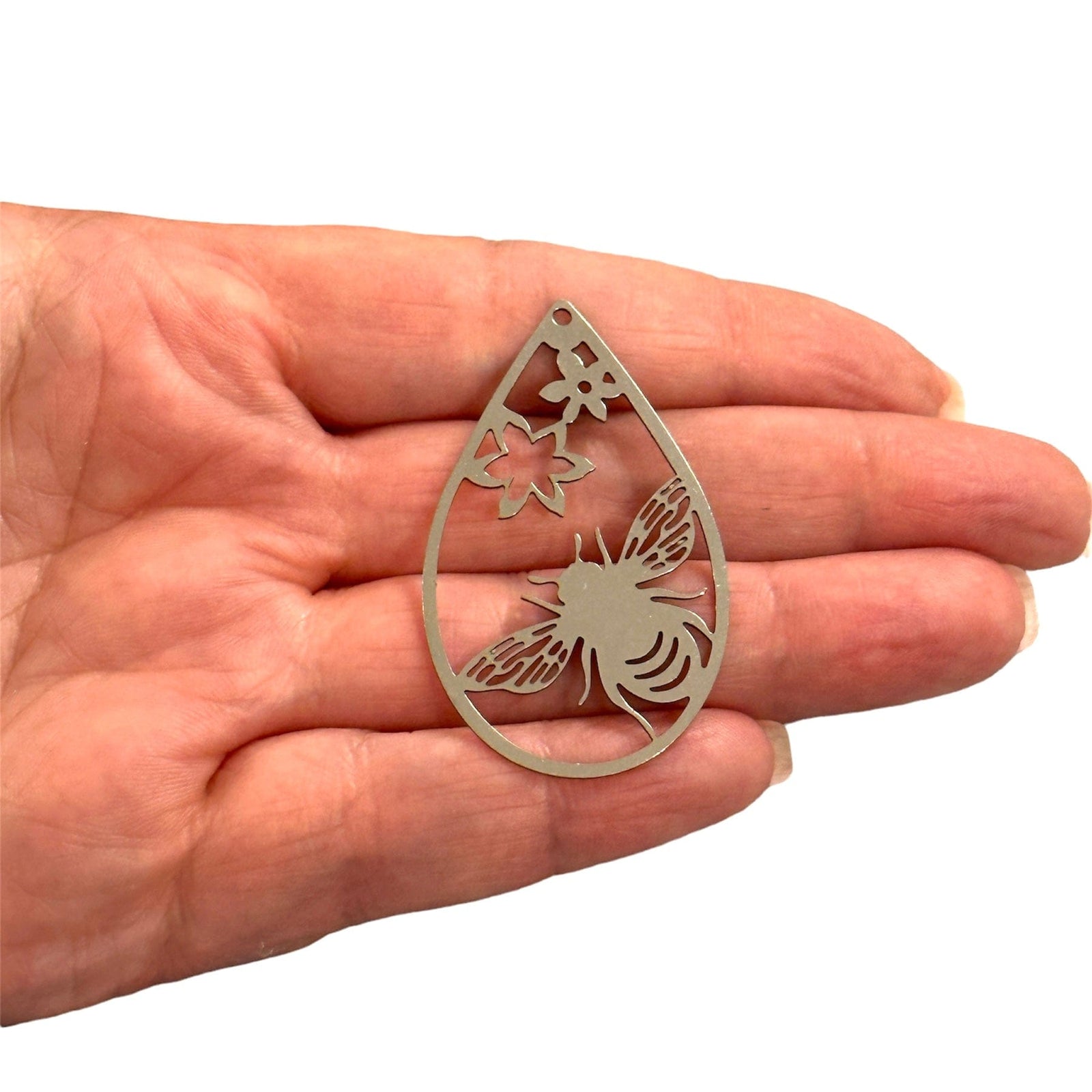Stainless Steel Bumblebee Drop Charm, Laser Cut Bumblebee Drop Charm