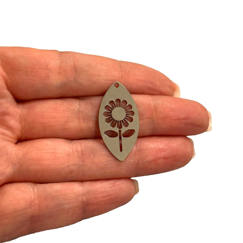 Stainless Steel Flower Charm,Laser Cut Flower Charm