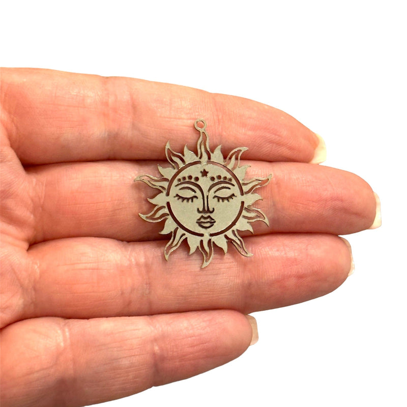 Stainless Steel Sun Charm, Laser Cut Sun Charm