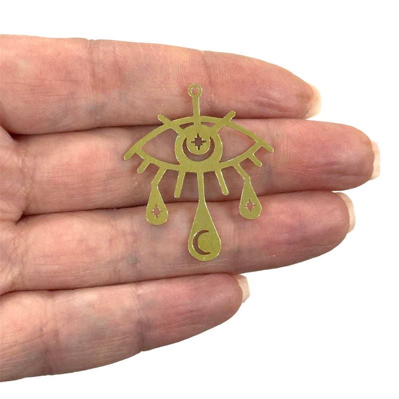 Raw Brass Eye Charm, Laser Cut Eye  Charm