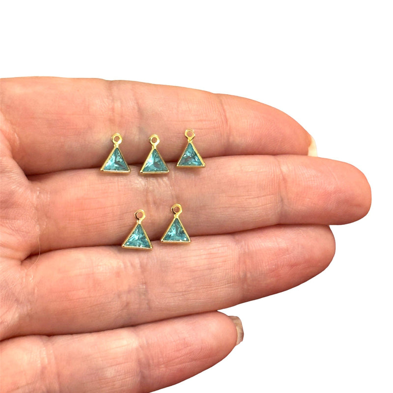 24Kt Plaqué Or 6mm Clear Cubic Zirconia Charms, 5 pcs dans un pack