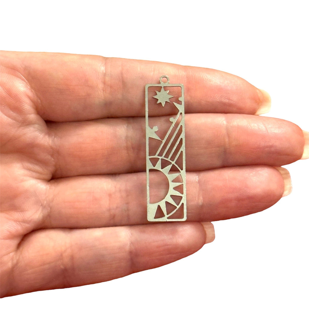 Stainless Steel Sun and Stars Bar Charm,Laser Cut Sun and Stars Bar Charm