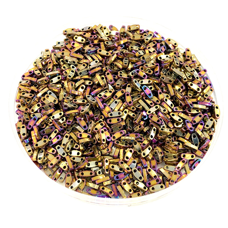 Miyuki Quarter Tila Beads 0188 Metallic Purple Gold Iris,