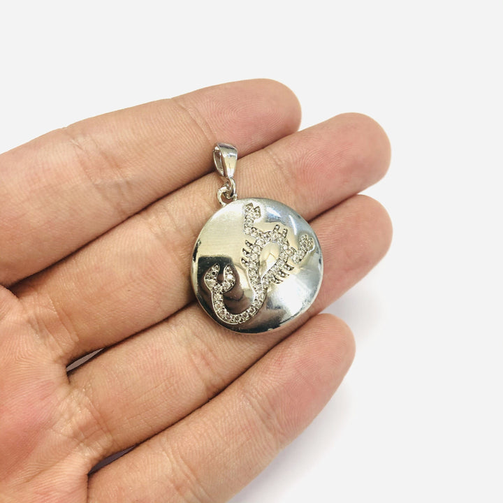 Rhodium Plated Brass Zodiac Horoscope Sign, Constellation Medallion Pendant, Celestial Astrology Charm for Necklace Jewelry Making