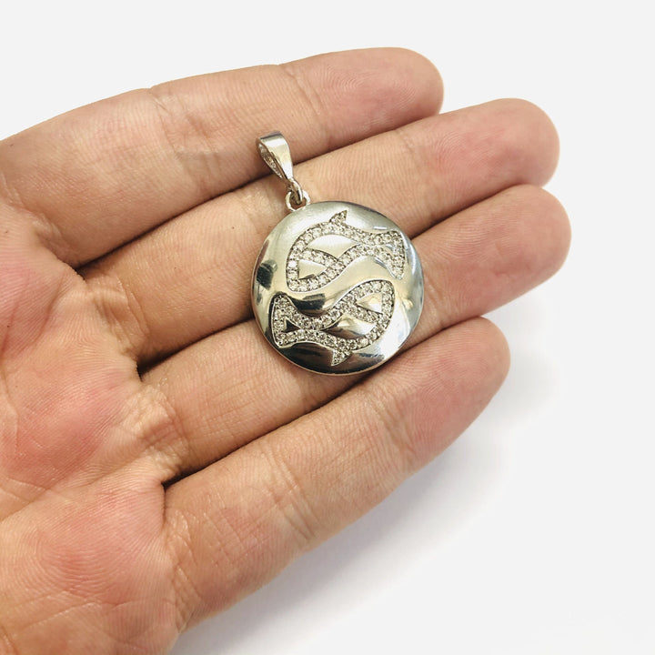 Rhodium Plated Brass Zodiac Horoscope Sign, Constellation Medallion Pendant, Celestial Astrology Charm for Necklace Jewelry Making