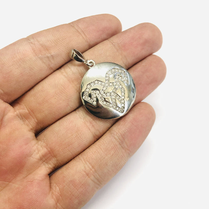 Rhodium Plated Brass Zodiac Horoscope Sign, Constellation Medallion Pendant, Celestial Astrology Charm for Necklace Jewelry Making