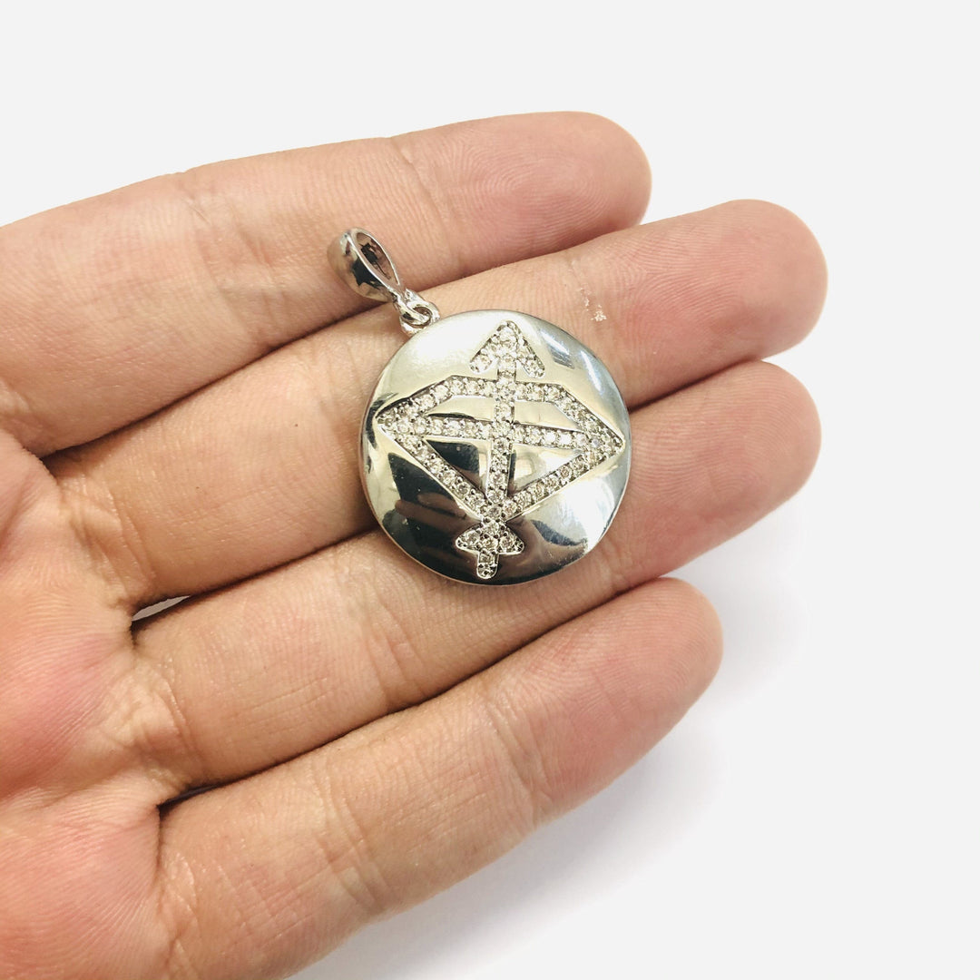 Rhodium Plated Brass Zodiac Horoscope Sign, Constellation Medallion Pendant, Celestial Astrology Charm for Necklace Jewelry Making