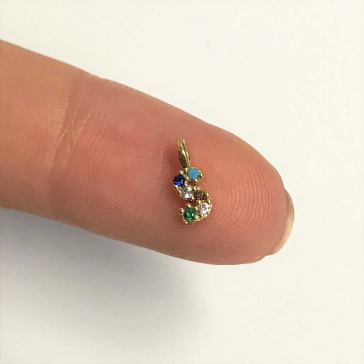 24Kt Gold Plated Brass Multicolor Micro Pave Initial Charms
