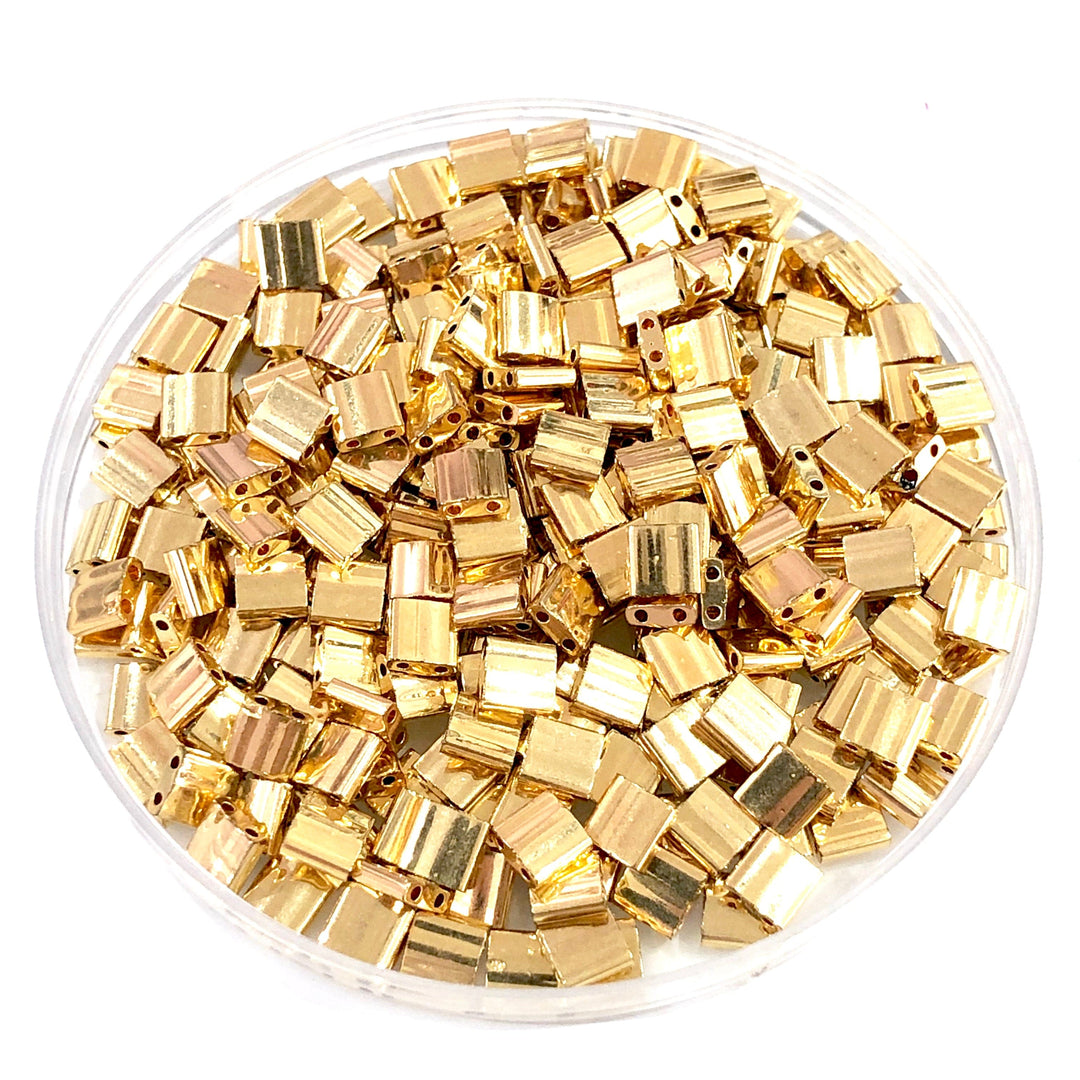 Miyuki Tila Beads TL0191 24Kt Gold Plated,