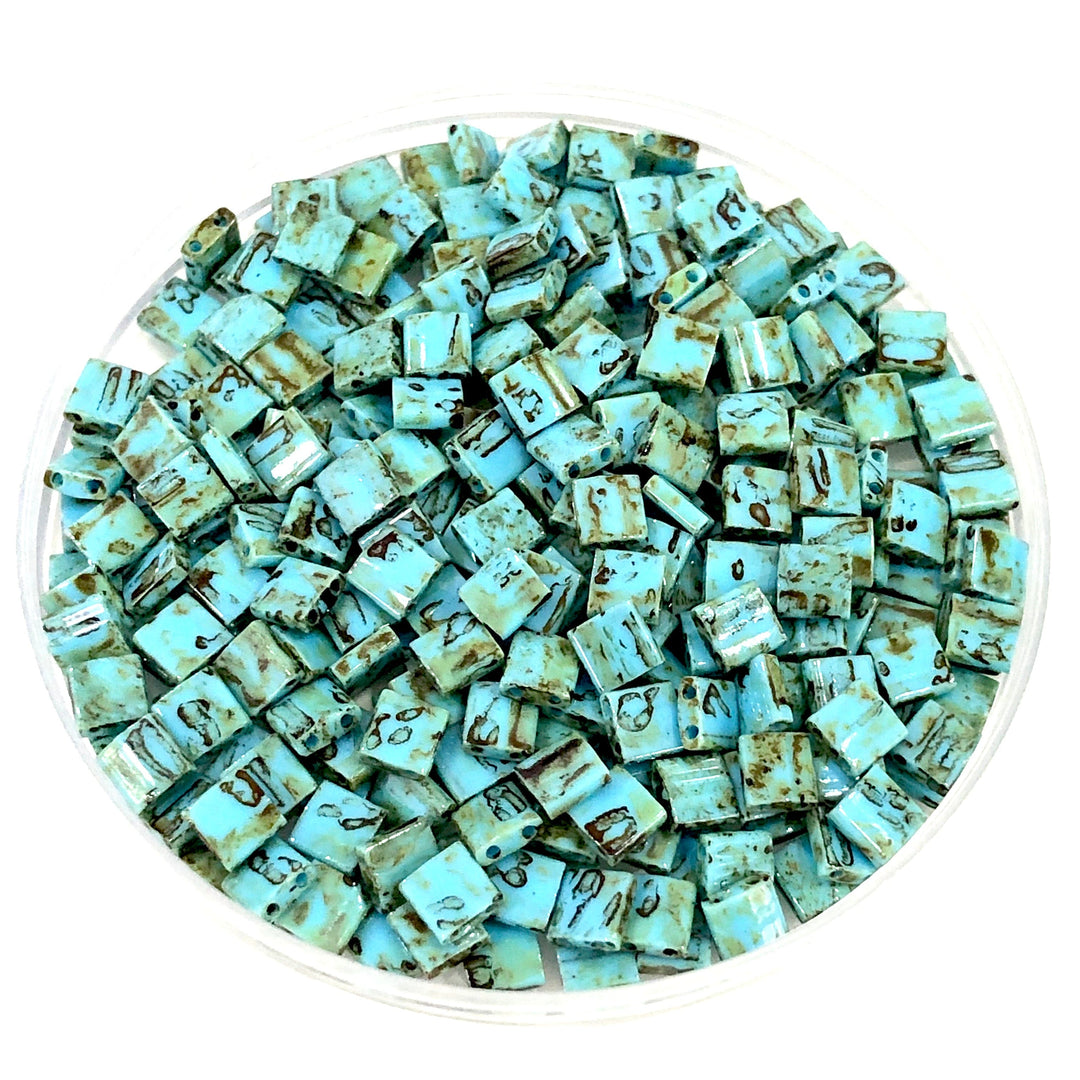 Miyuki Tila Beads TL4514 Picasso Opaque Seafoam Green,