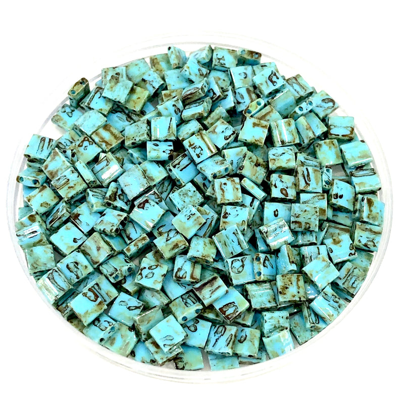 Miyuki Tila Beads TL4514 Picasso Opaque Seafoam Green,